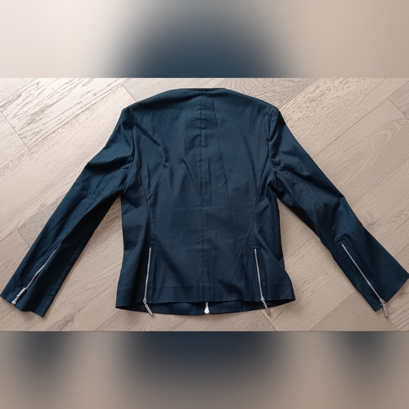 GIANNI VERSACE COUTURE Vintage Cotton Navy Blazer Jacket Size 6 - Picture 7 of 12